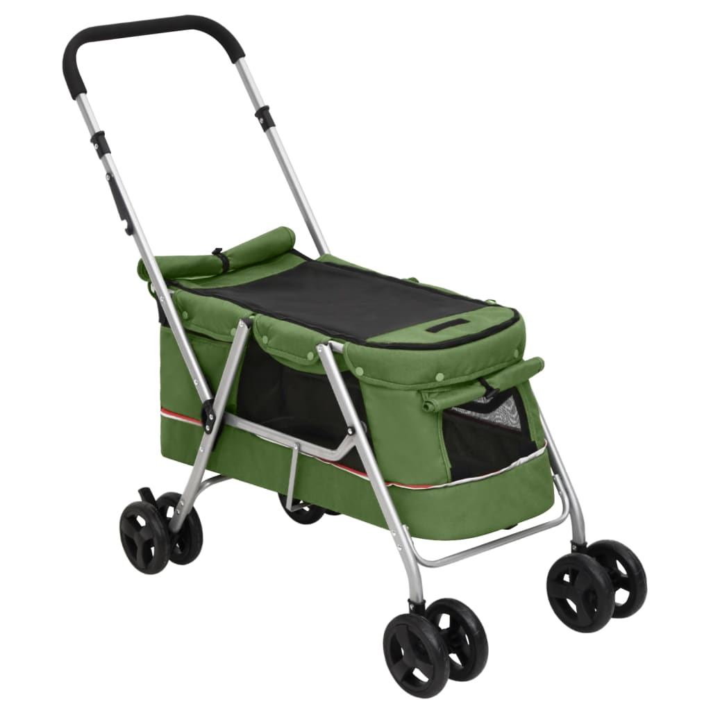 Passeggino Cani Pieghevole Verde 100x49x96cm Tessuto di Lino | homemem39
