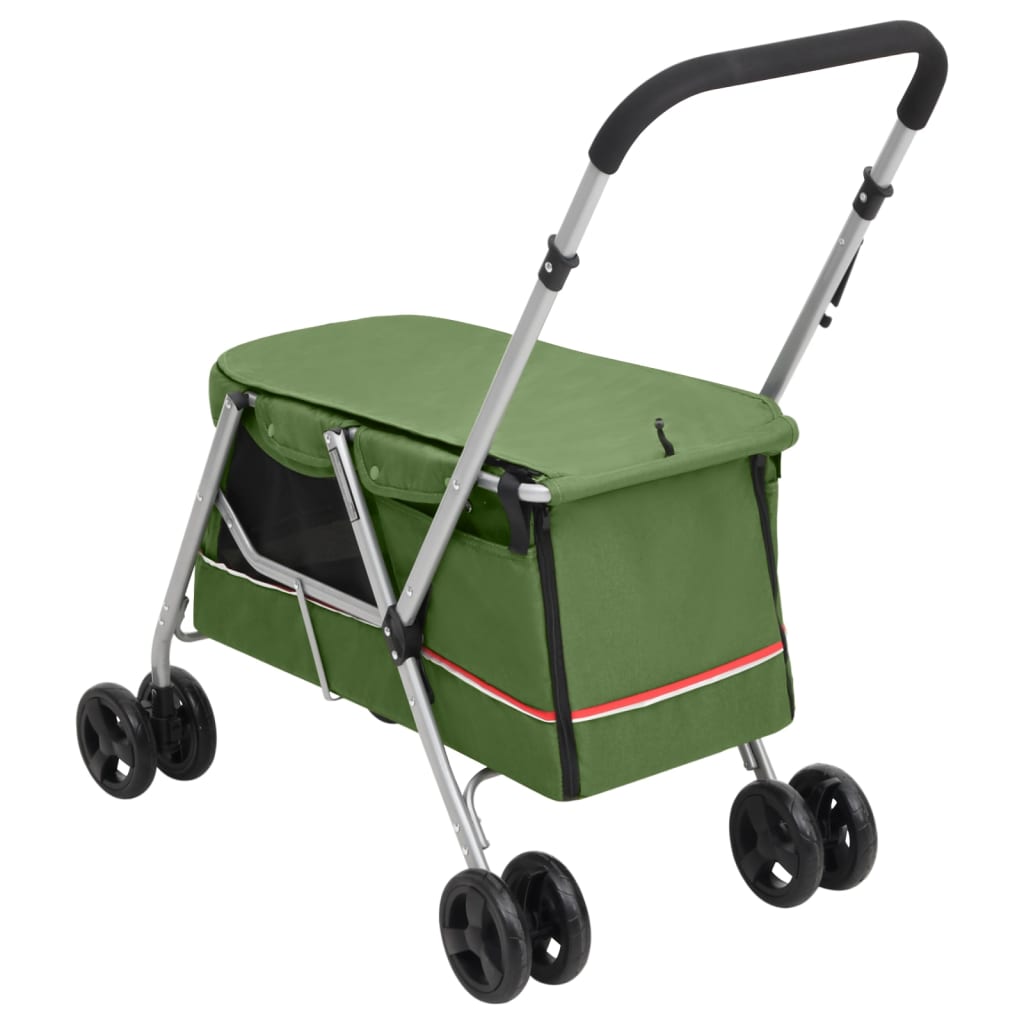 Passeggino Cani Pieghevole Verde 100x49x96cm Tessuto di Lino | homemem39