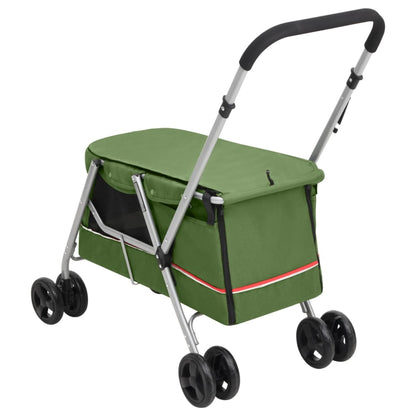 Passeggino Cani Pieghevole Verde 100x49x96cm Tessuto di Lino | homemem39