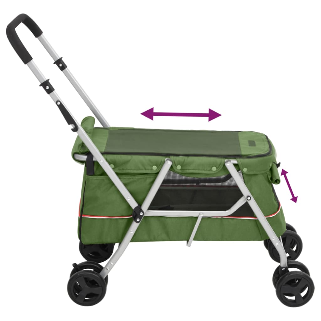 Passeggino Cani Pieghevole Verde 100x49x96cm Tessuto di Lino | homemem39