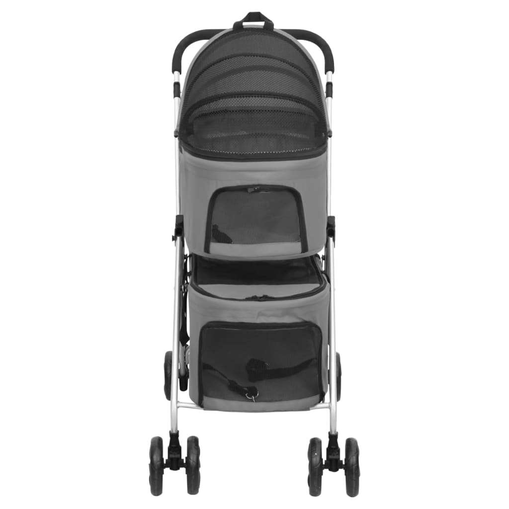 Passeggino Cani Pieghevole 2 Livelli Grigio 83x48x97cm Tessuto | homemem39