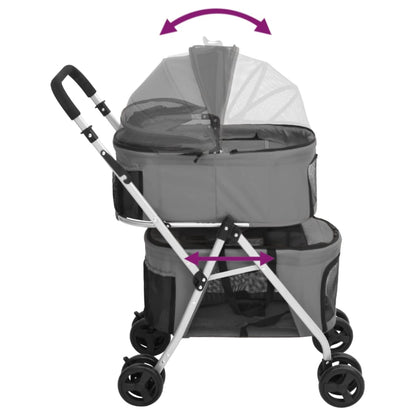 Passeggino Cani Pieghevole 2 Livelli Grigio 83x48x97cm Tessuto | homemem39