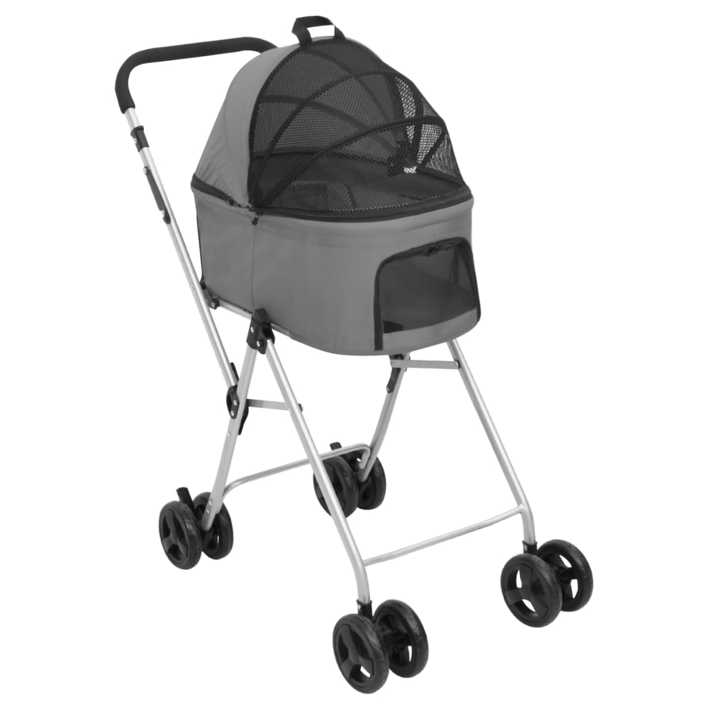 Passeggino Cani Pieghevole 2 Livelli Grigio 83x48x97cm Tessuto | homemem39