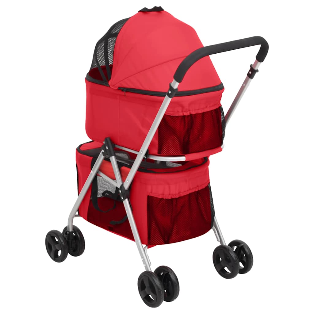 Passeggino Cani Pieghevole 2 Livelli Rosso 83x48x97cm Tessuto | homemem39