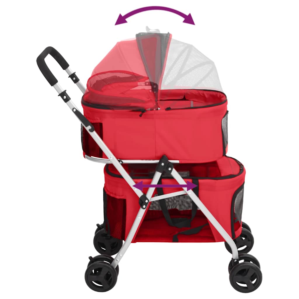 Passeggino Cani Pieghevole 2 Livelli Rosso 83x48x97cm Tessuto | homemem39