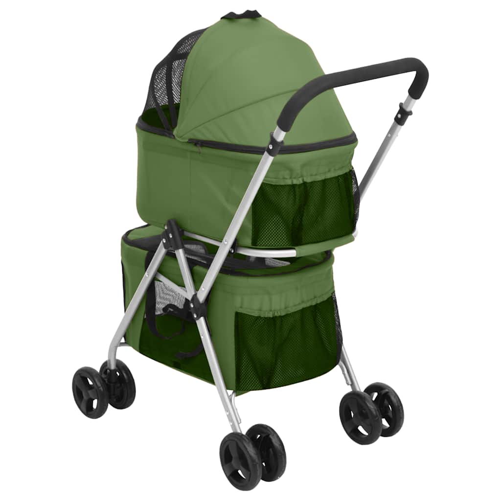 Passeggino Cani Pieghevole 2 Livelli Verde 83x48x97cm Tessuto | homemem39