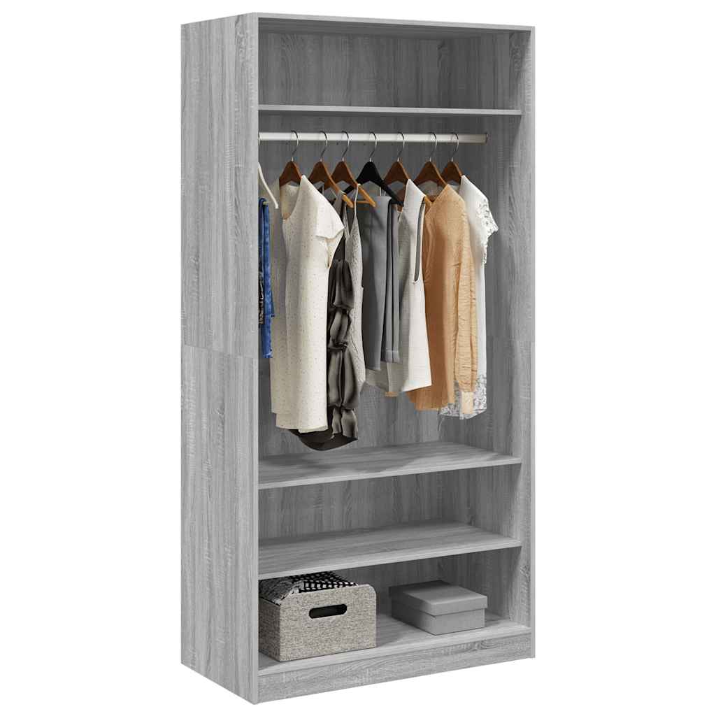 Armadio Grigio Sonoma 100x50x200 cm in Legno Multistrato