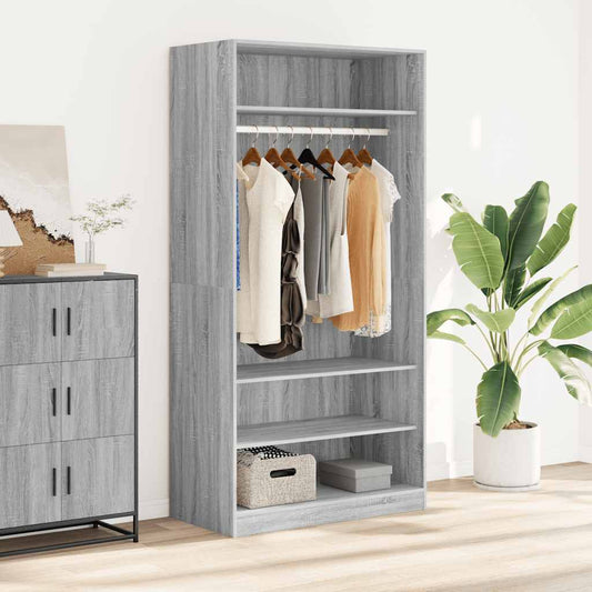 Armadio Grigio Sonoma 100x50x200 cm in Legno Multistrato