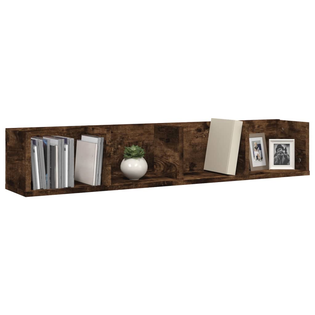 Mensola Muro Porta PC Rovere Fumo 100x18x18cm Legno Multistrato | homemem39