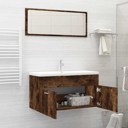 Set Mobili da Bagno 2 pz Rovere Fumo in Legno Multistrato | homemem39