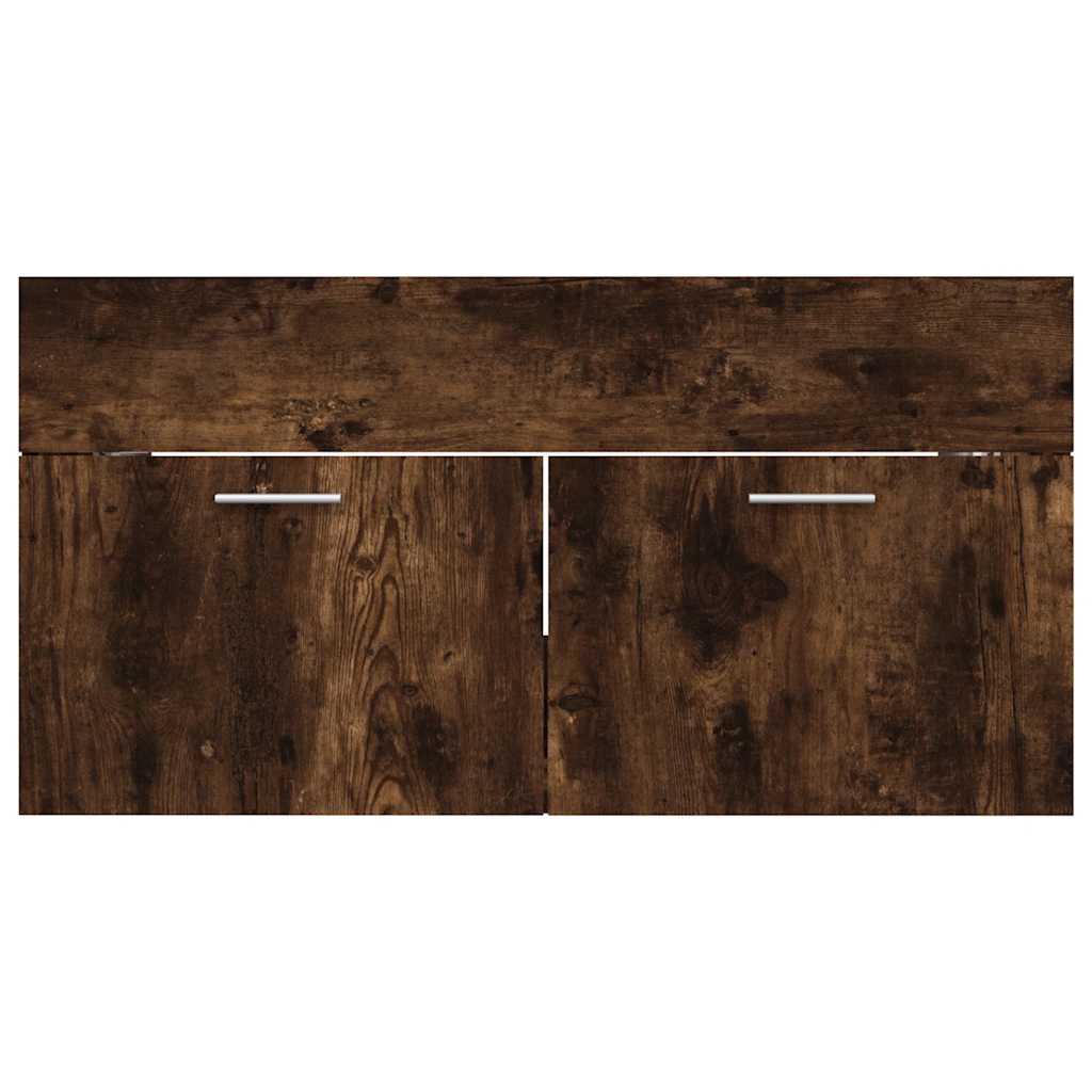 Set Mobili da Bagno 2 pz Rovere Fumo in Legno Multistrato | homemem39