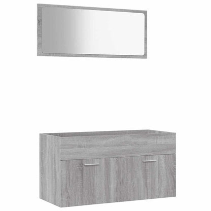 Set Mobili da Bagno 2 pz Grigio Sonoma in Legno Multistrato | homemem39