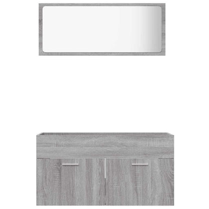 Set Mobili da Bagno 2 pz Grigio Sonoma in Legno Multistrato | homemem39