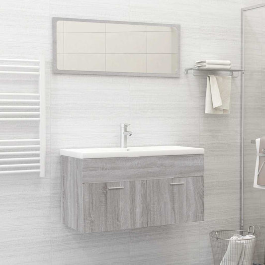 Set Mobili da Bagno 2 pz Grigio Sonoma in Legno Multistrato | homemem39