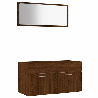 Set Mobili da Bagno 2 pz Rovere Marrone in Legno Multistrato | homemem39