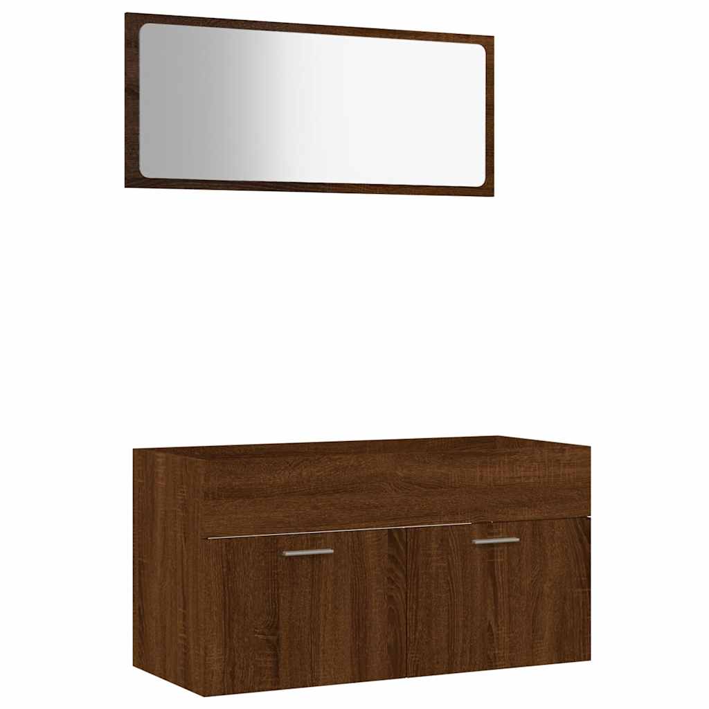 Set Mobili da Bagno 2 pz in legno multistrato