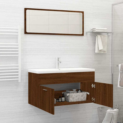 Set Mobili da Bagno 2 pz Rovere Marrone in Legno Multistrato | homemem39