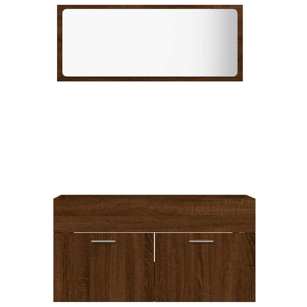 Set Mobili da Bagno 2 pz Rovere Marrone in Legno Multistrato | homemem39