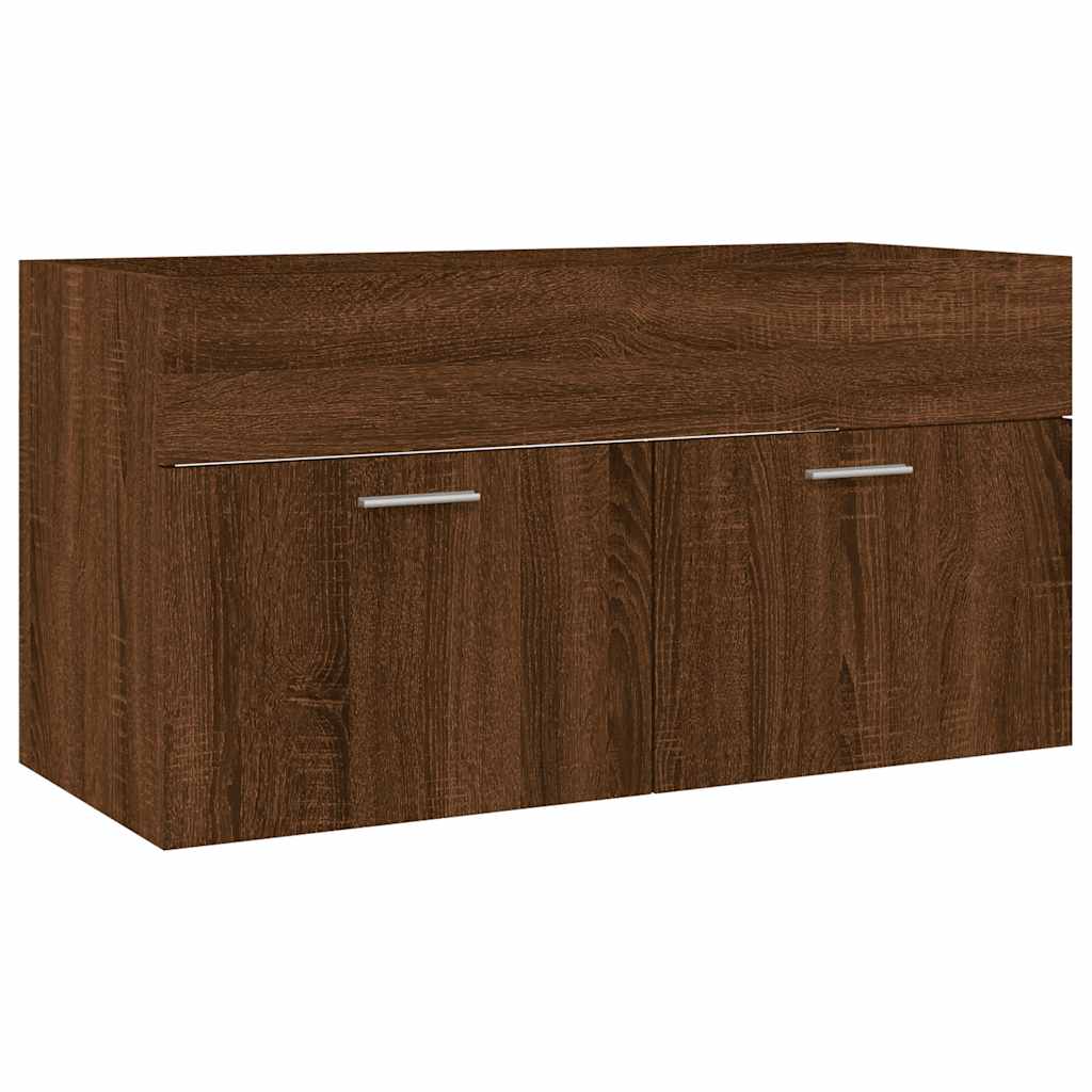 Set Mobili da Bagno 2 pz Rovere Marrone in Legno Multistrato | homemem39