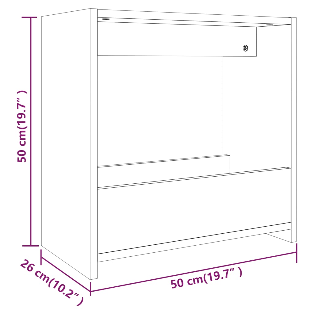 Tavolino Rovere Marrone 50x26x50 cm in Legno Multistrato | homemem39