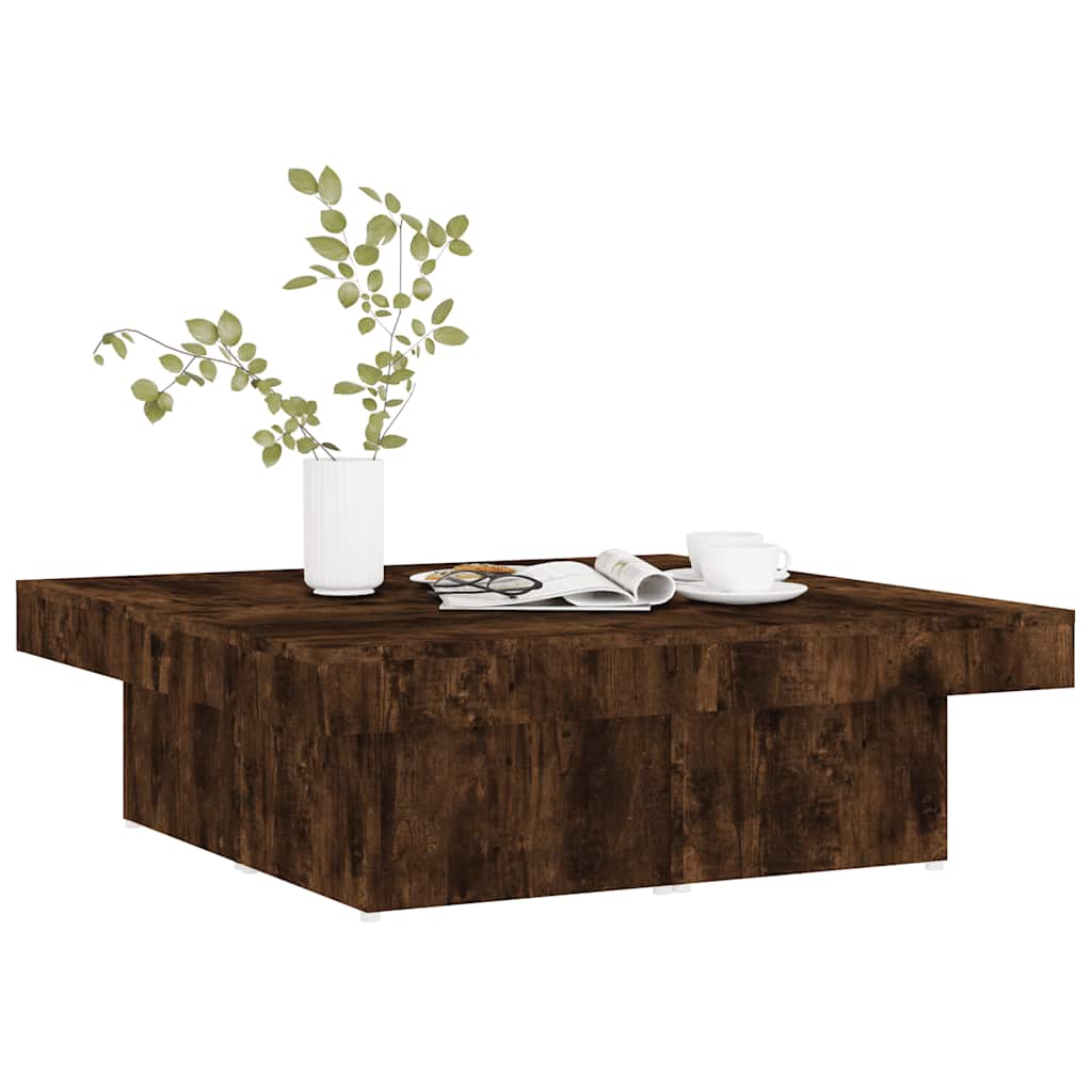 Tavolino da Salotto Rovere Fumo 90x90x28 cm Legno Multistrato | homemem39