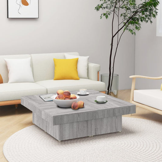 Tavolino da Salotto Grigio Sonoma 90x90x28 cm Legno Multistrato | homemem39