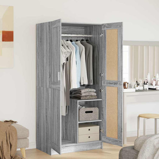 Armadio Grigio Sonoma 82,5x51,5x180 cm in Legno Multistrato