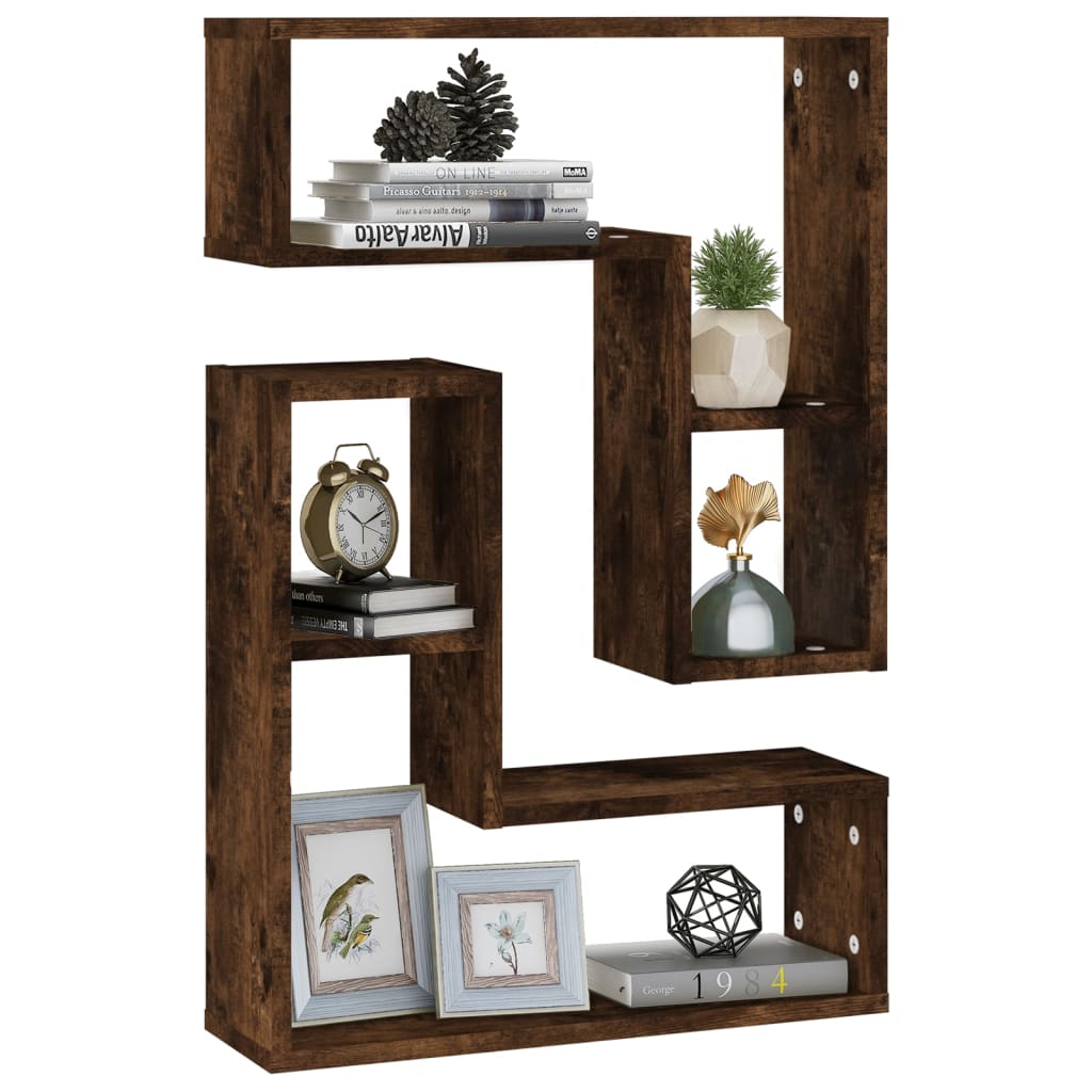 Mensole da Parete 2pz Rovere Fumo 50x15x50 cm Legno Multistrato | homemem39