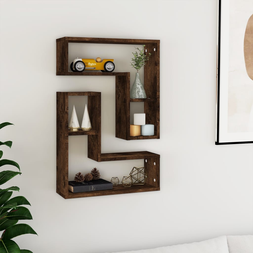 Mensole da Parete 2pz Rovere Fumo 50x15x50 cm Legno Multistrato | homemem39
