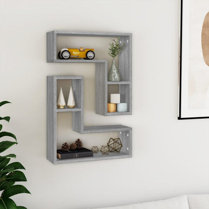 Mensole a Parete 2pz Grigio Sonoma 50x15x50cm Legno Multistrato | homemem39