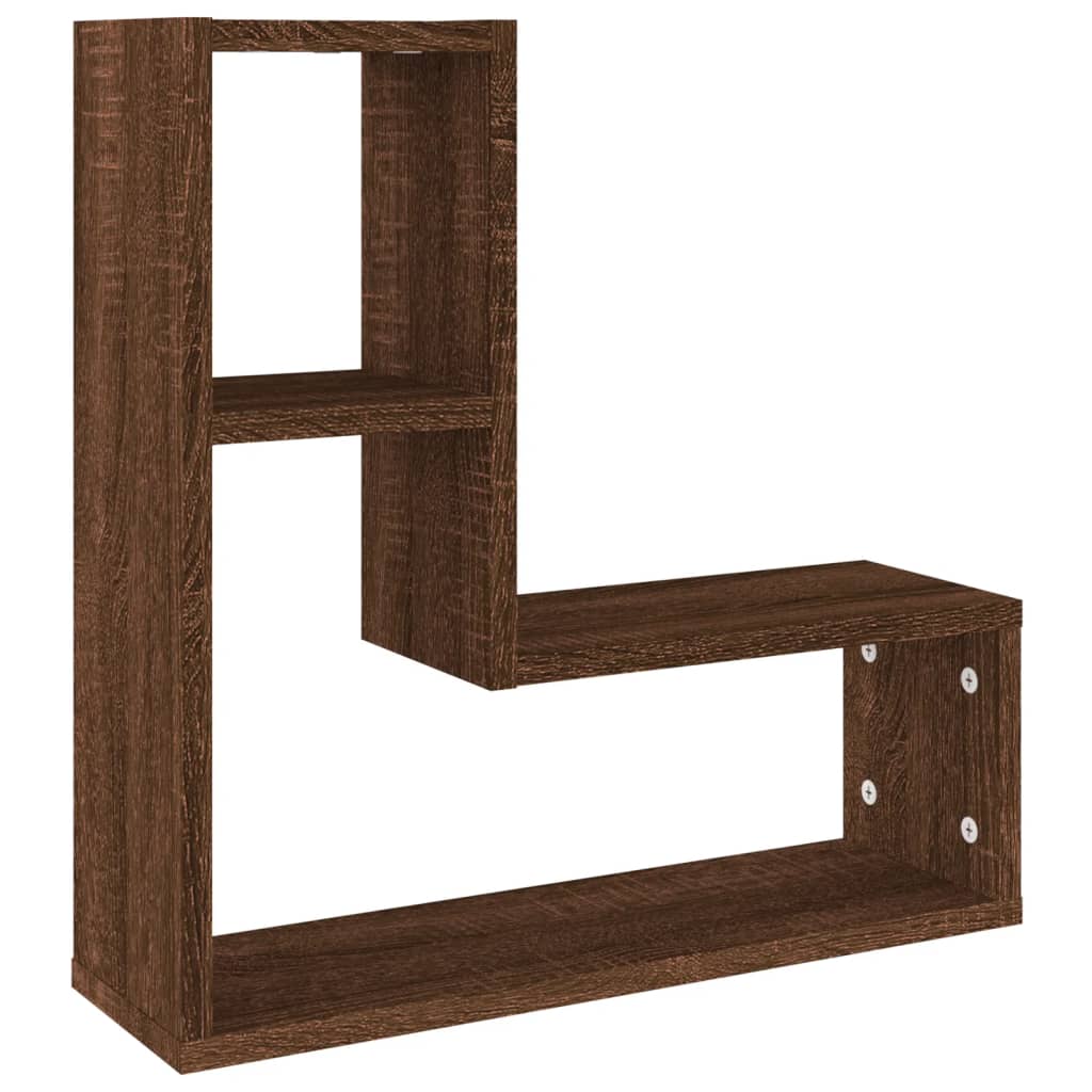 Mensole Parete 2pz Rovere Marrone 50x15x50 cm Legno Multistrato