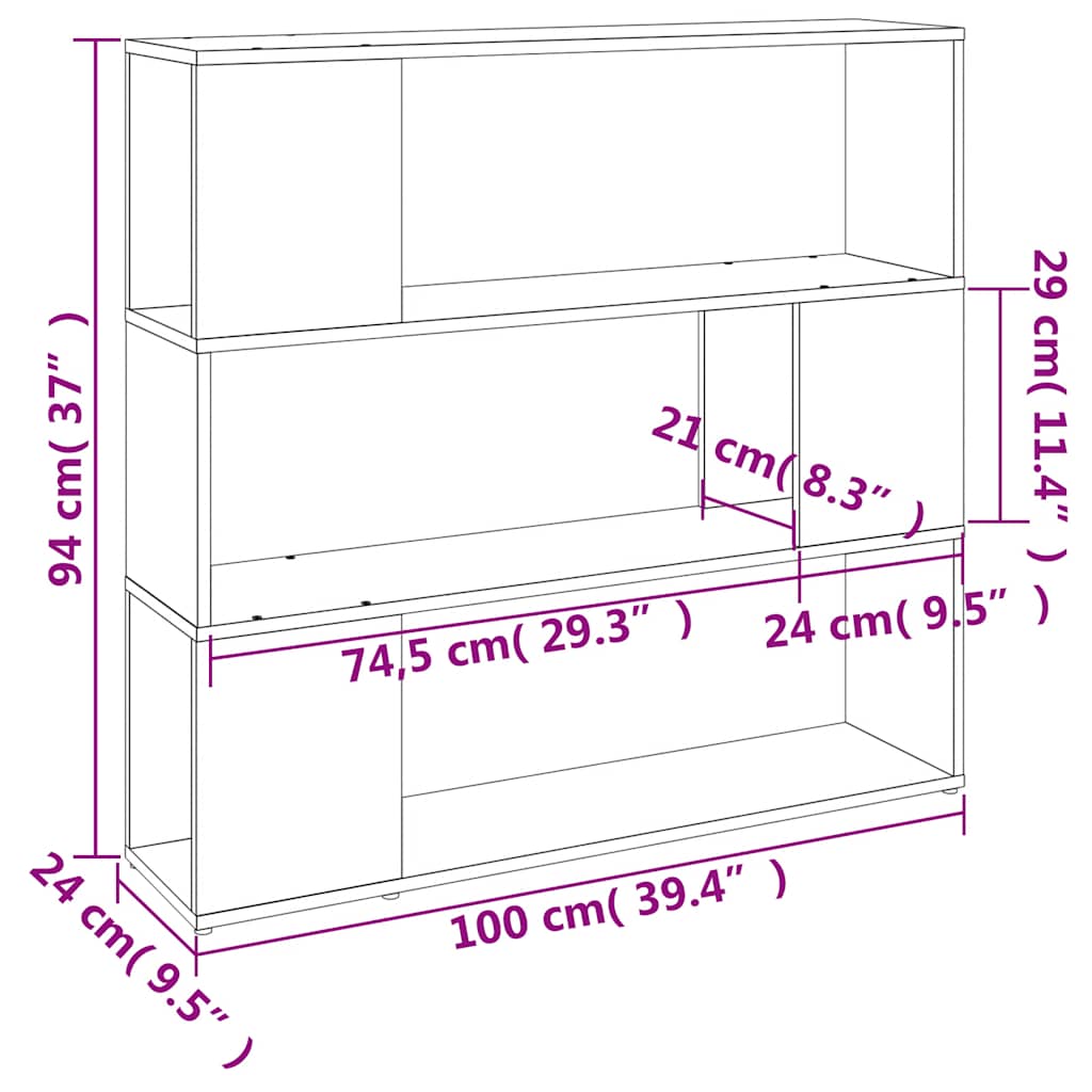 Libreria/Divisorio Rovere Fumo 100x24x94 cm