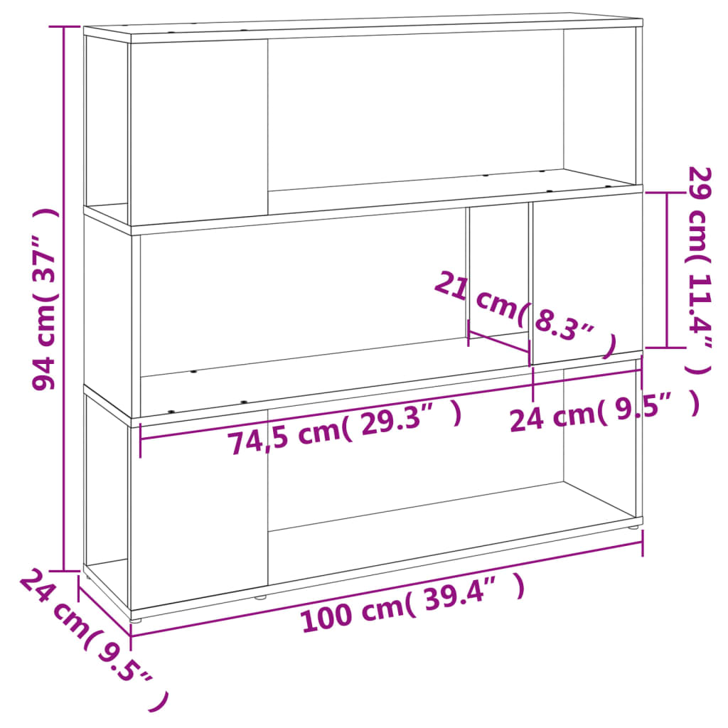 Libreria/Divisorio Grigio Sonoma 100x24x94 cm