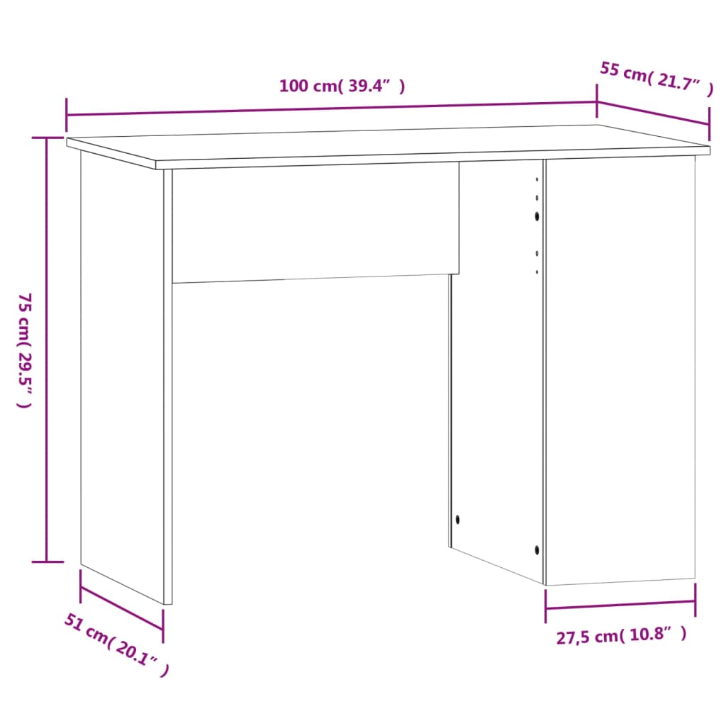 Scrivania Nera 100x55x75 cm in Legno Multistrato