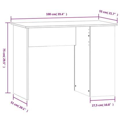 Scrivania Bianco Lucido 100x55x75 cm in Legno Multistrato