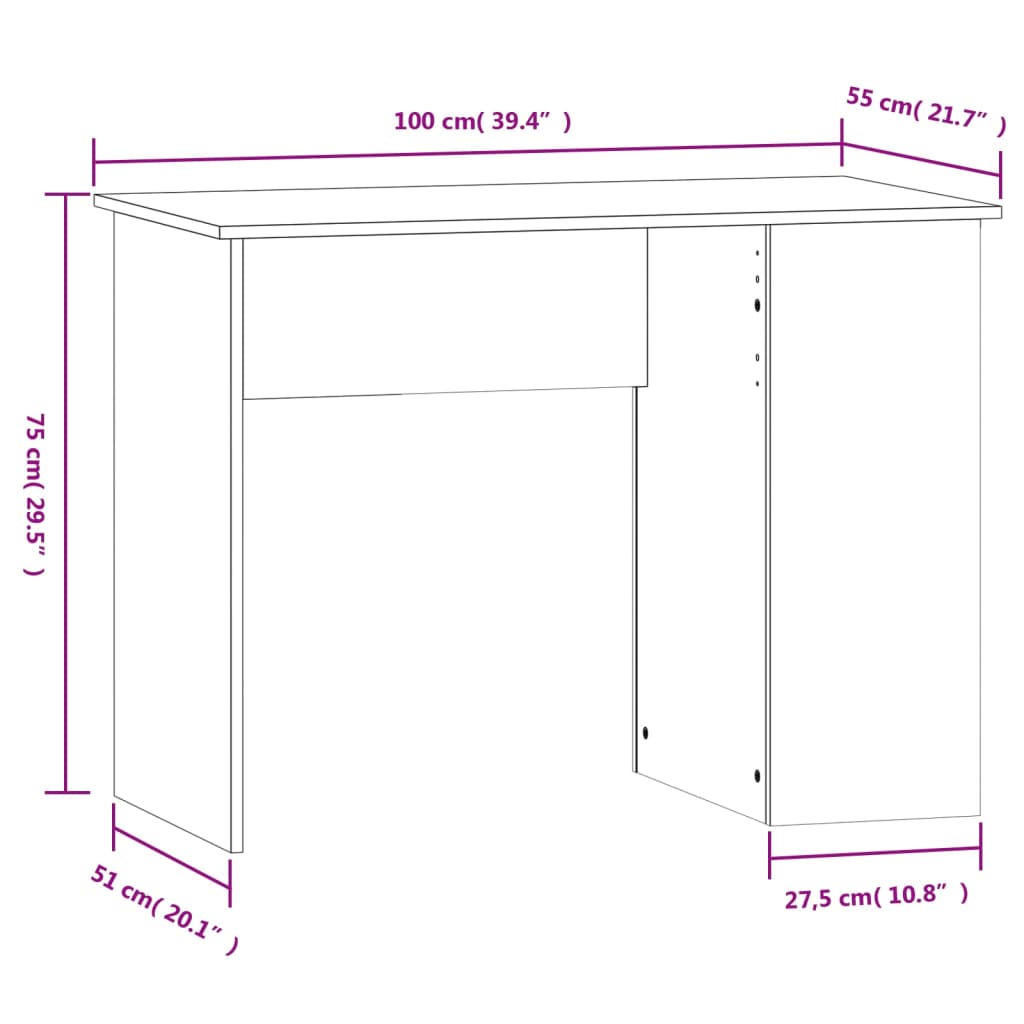Scrivania Grigio Cemento 100x55x75 cm in Legno Multistrato