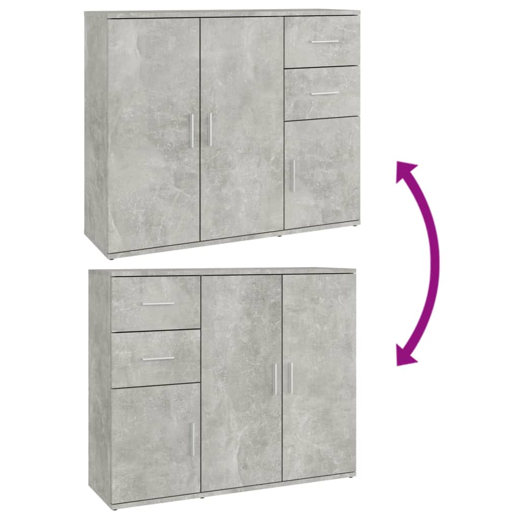 Credenza Grigio Cemento 91x29,5x75 cm in Legno Multistrato