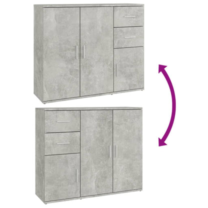 Credenza Grigio Cemento 91x29,5x75 cm in Legno Multistrato