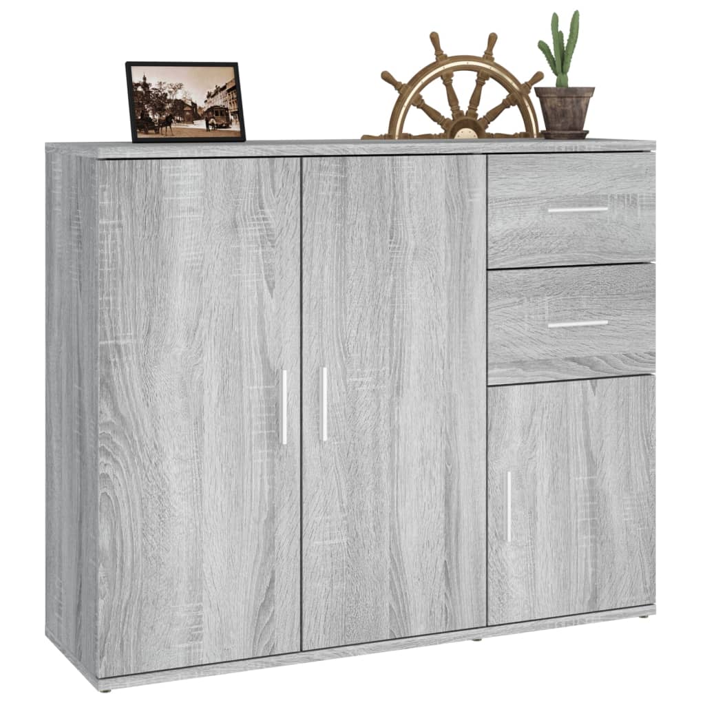 Credenza Grigio Sonoma 91x29,5x75 cm in Legno Multistrato