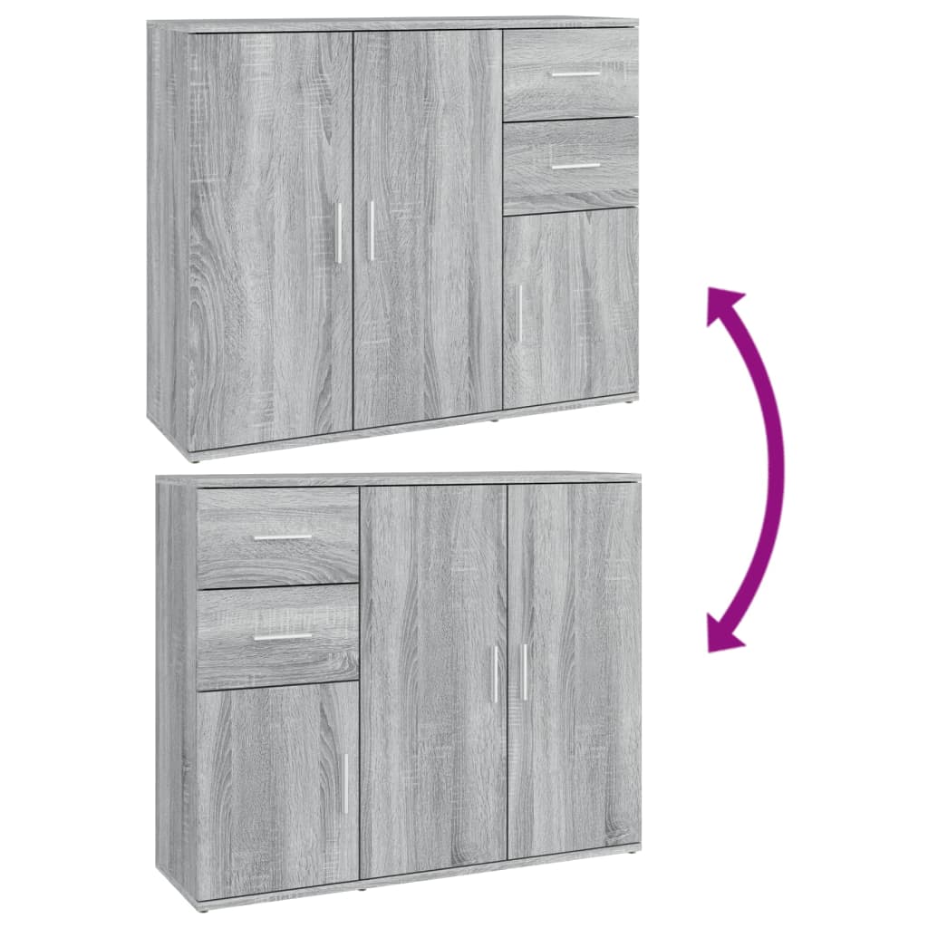 Credenza Grigio Sonoma 91x29,5x75 cm in Legno Multistrato