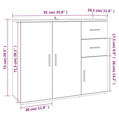 Credenza Grigio Sonoma 91x29,5x75 cm in Legno Multistrato