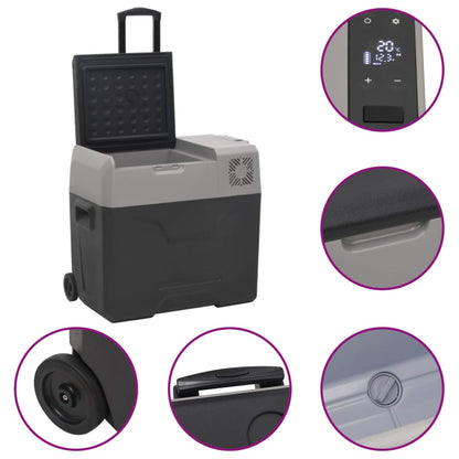 Borsa Frigo con Ruote Adattatore Nera Grigia 50 L Polipropilene | homemem39