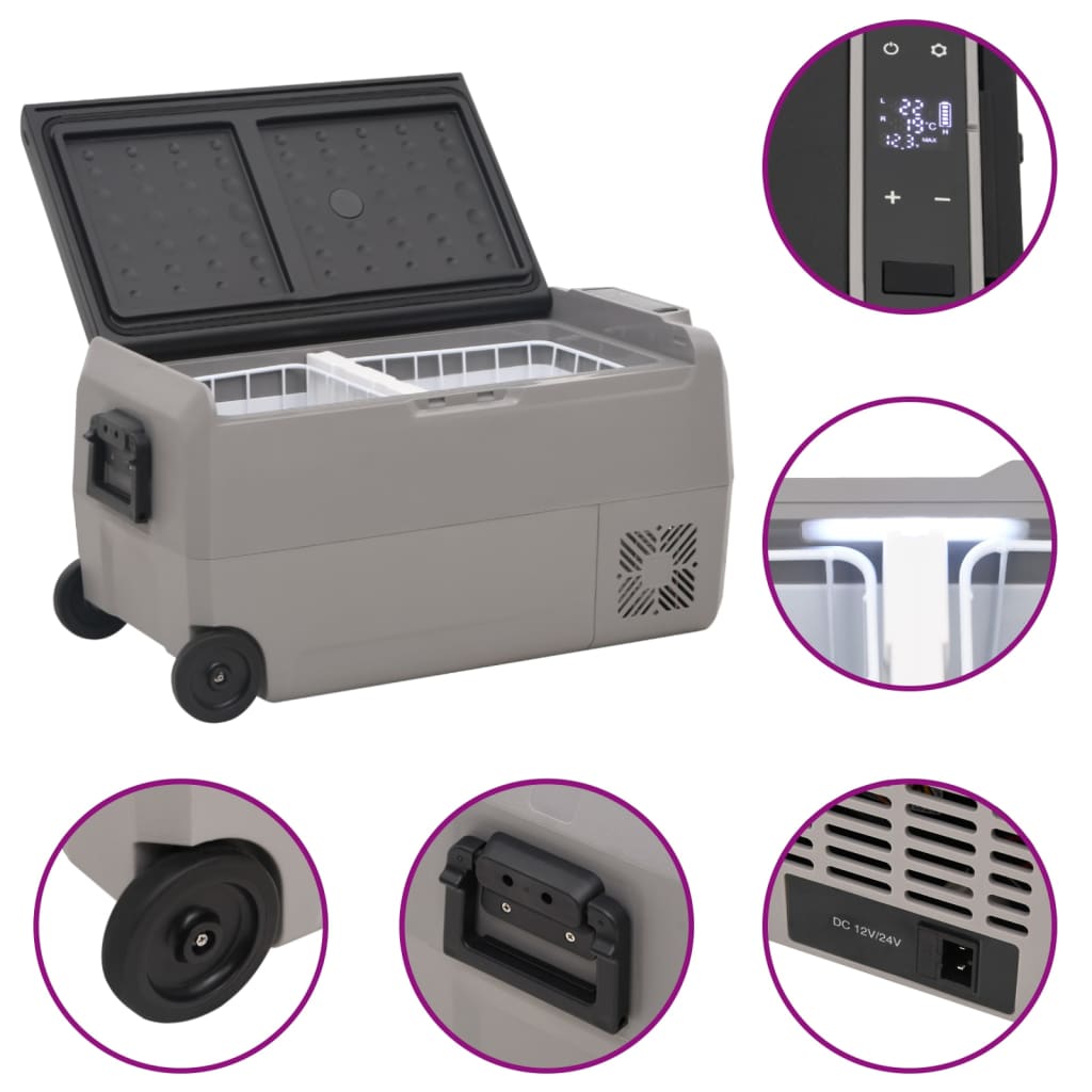 Borsa Frigo con Ruote e Adattatore Nera e Grigia 50 L PP e PE | homemem39