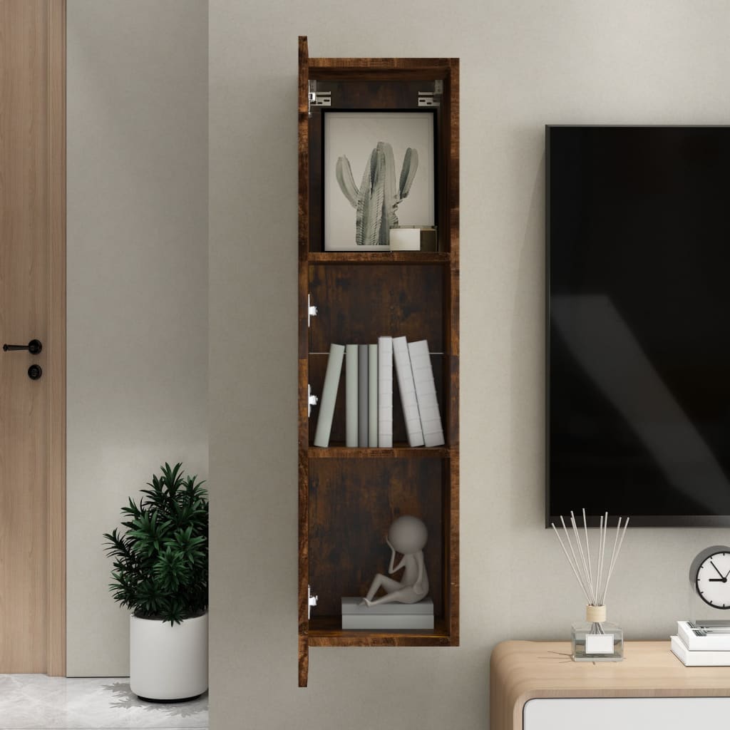 Mobile Porta TV a Parete Rovere Fumo 30,5x30x110 cm - homemem39