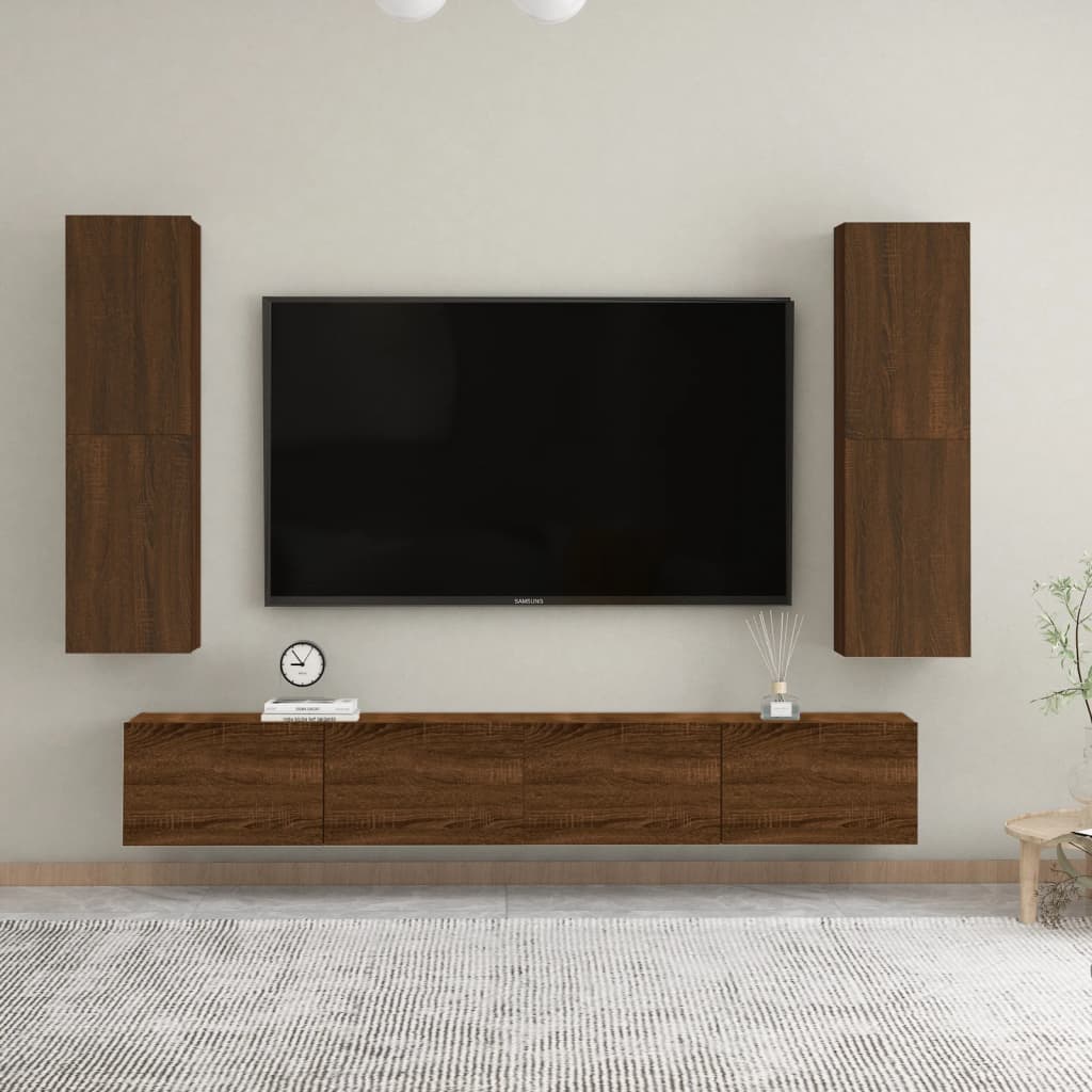 Mobile Porta TV a Parete Rovere Marrone 30,5x30x110 cm - homemem39