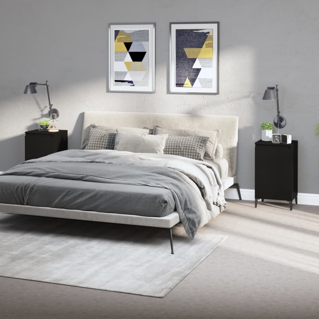 Comodini 2 pz Neri 40x35x70 cm in Legno Multistrato - homemem39