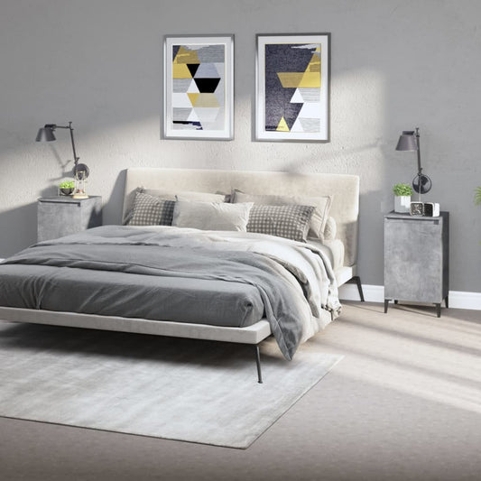 Comodini 2 pz Grigio Cemento 40x35x70 cm in Legno Multistrato - homemem39