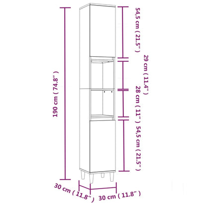 Armadietto da Bagno Bianco 30x30x190 cm in Legno Multistrato