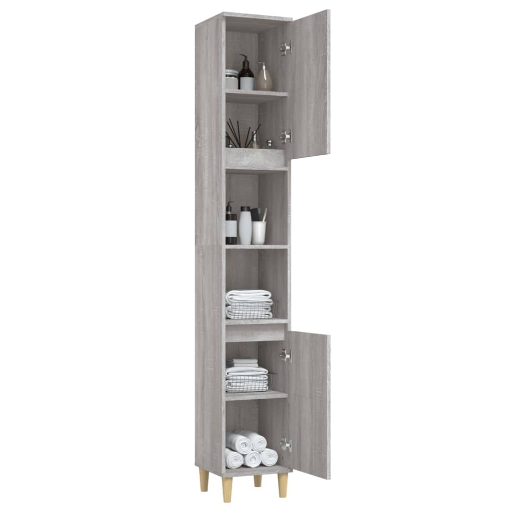 Armadietto Bagno Grigio Sonoma 30x30x190cm in Legno Multistrato - homemem39