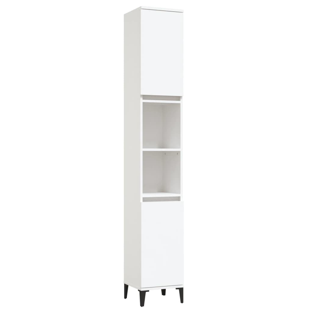 Armadietto da Bagno Bianco 30x30x190 cm in Legno Multistrato - homemem39